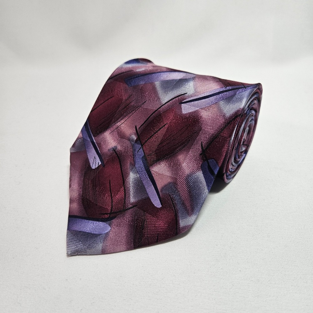 J Garcia Mens Silk Tie Modern Furniture Collection 34 Burgundy Purple 4"x60"